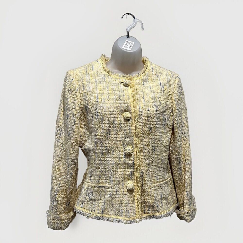 Emma James Women’s 10 Liz Claiborne Lined Tweed Fringe Blazer Jacket